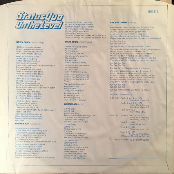 Status Quo - On The Level - Used Vinyl Record image 7