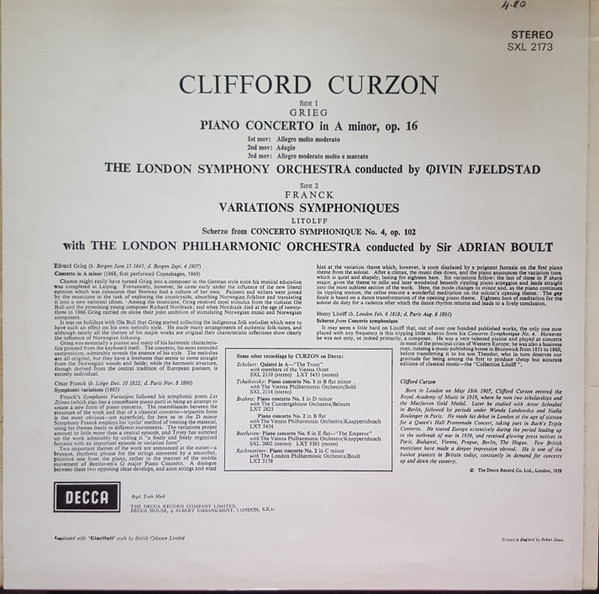 Edvard Grieg - Piano Concerto / Scherzo / Symphonic Variations - Used V image 2