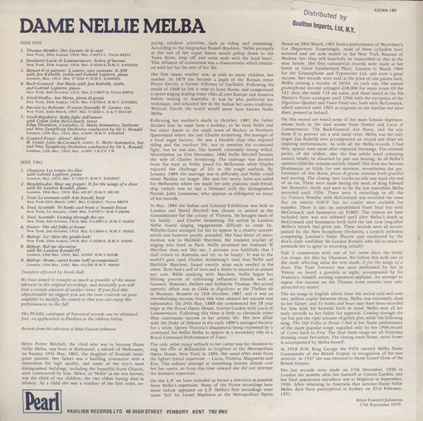 Nellie Melba - Dame - Used Vinyl Record image 2
