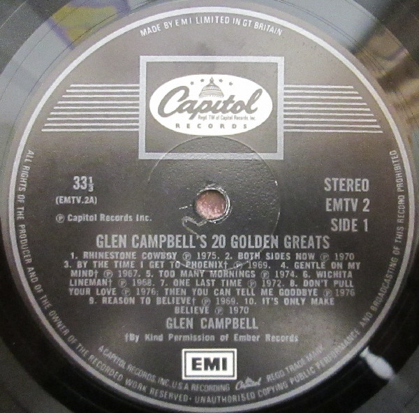 Glen Campbell - 's Twenty Golden Greats - Used Vinyl Record image 4