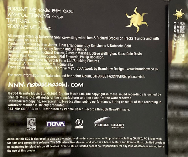 Natascha Sohl - Forgive Me - Used CD image 2