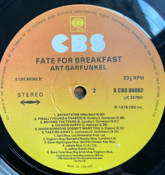 Art Garfunkel - Fate For Breakfast - Used Vinyl Record image 4