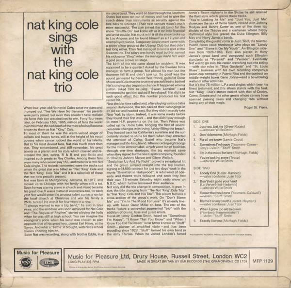 Nat King Cole - Sings With The Trio - Used Vinyl Record image 2