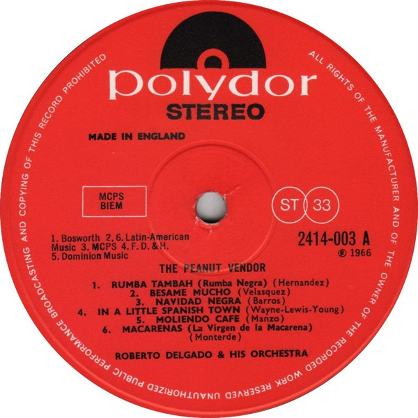 Roberto Delgado & Hi - Peanut Vendor - Used Vinyl Record image 3
