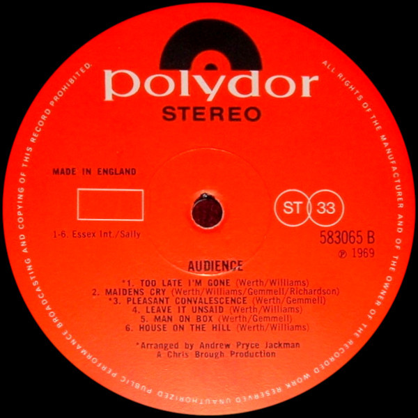 Audience - Used Vinyl Record image 4