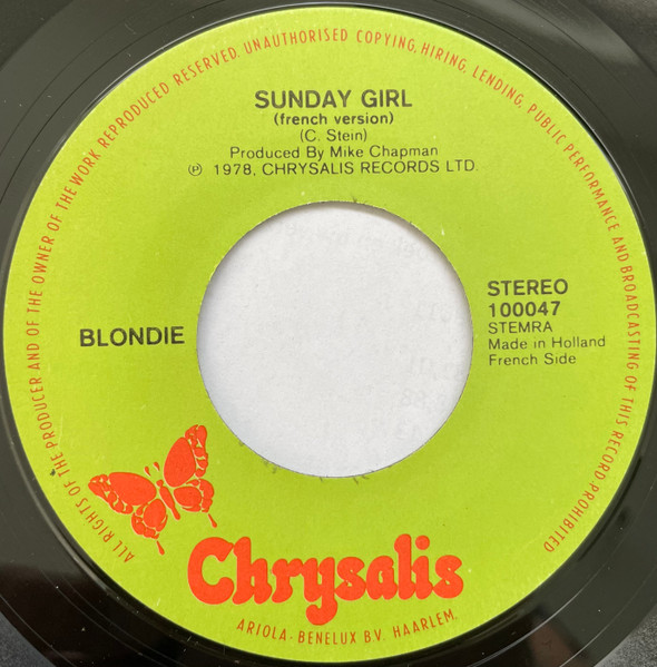 Blondie - Sunday Girl (En Francais) / Sunday Girl (English) - Used Viny image 3