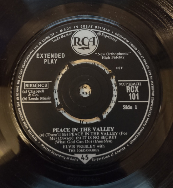 Elvis Presley - Peace In The Valley - Used Vinyl Record 7" image 4