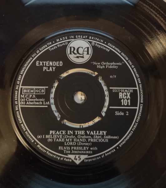 Elvis Presley - Peace In The Valley - Used Vinyl Record 7" image 5