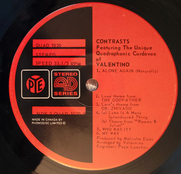 Valentino - Contrasts - Used Vinyl Record image 4