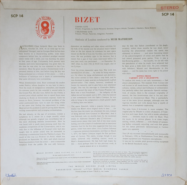 Georges Bizet - Carmen Suite / L'Arlesienne Suite - Used Vinyl Recor image 2