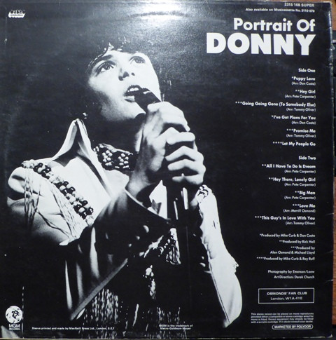 Donny Osmond - Portrait Of Donny - Used Vinyl Record image 2