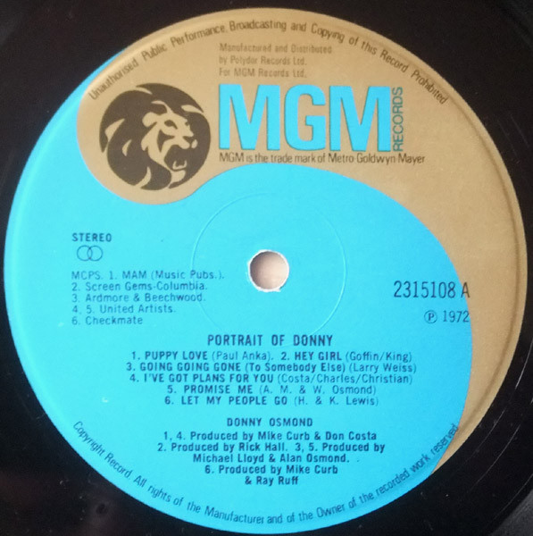 Donny Osmond - Portrait Of Donny - Used Vinyl Record image 3