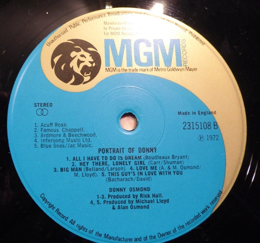 Donny Osmond - Portrait Of Donny - Used Vinyl Record image 4
