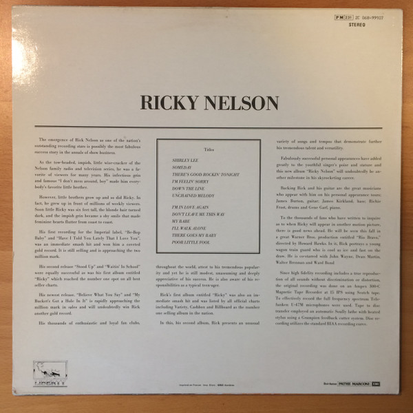 Ricky Nelson - Used Vinyl Record image 2