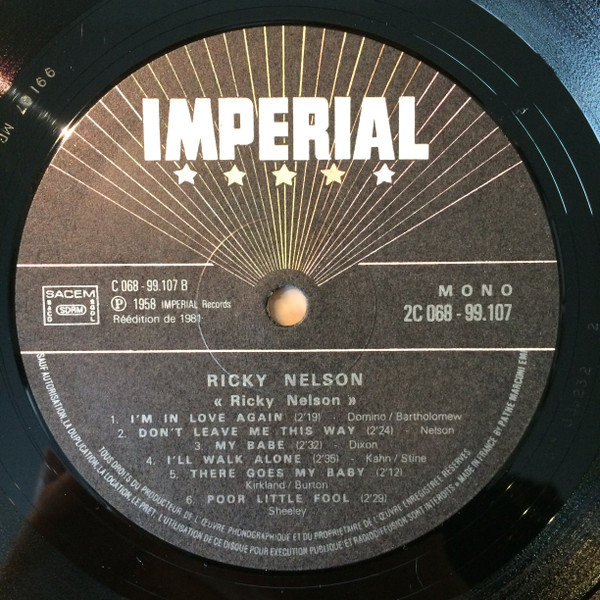 Ricky Nelson - Used Vinyl Record image 3