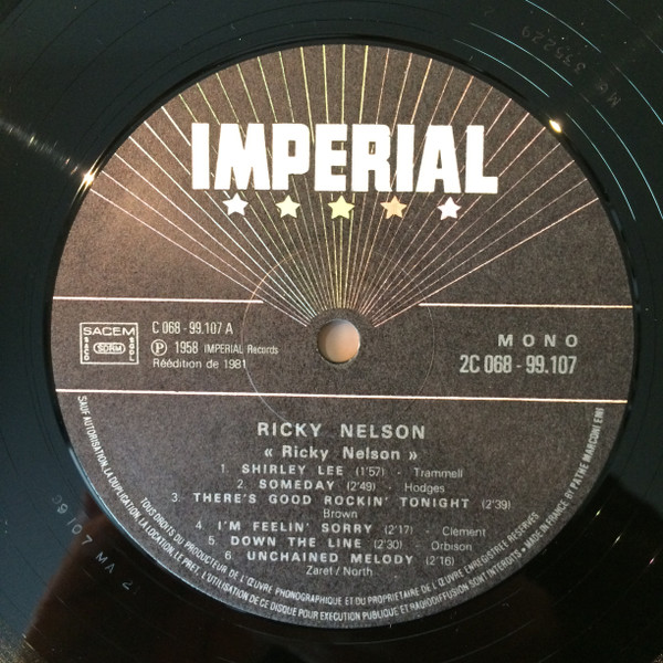 Ricky Nelson - Used Vinyl Record image 4