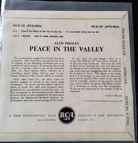 Elvis Presley - Peace In The Valley - Used Vinyl Record 7" image 2