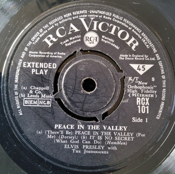 Elvis Presley - Peace In The Valley - Used Vinyl Record 7" image 3