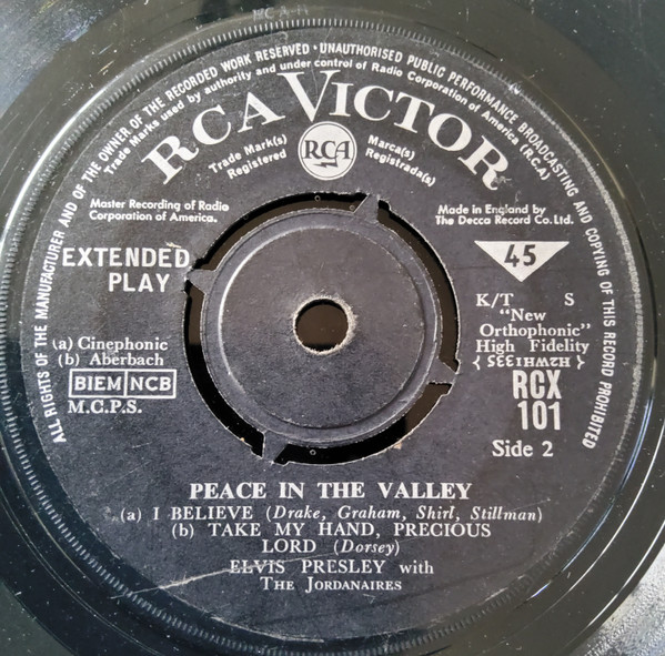 Elvis Presley - Peace In The Valley - Used Vinyl Record 7" image 4