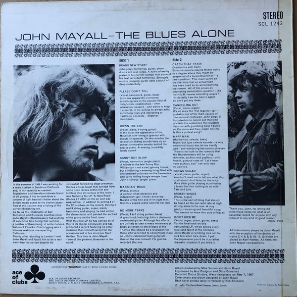 John Mayall - Blues Alone - Used Vinyl Record image 2