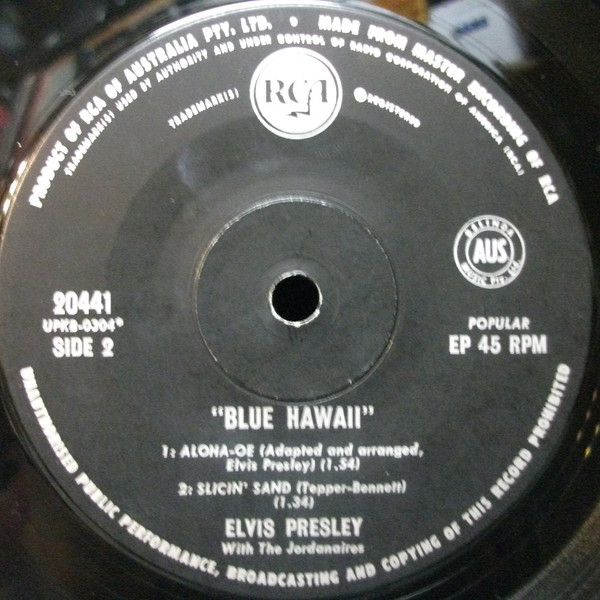 Elvis Presley - Blue Hawaii - Used Vinyl Record 7" image 4