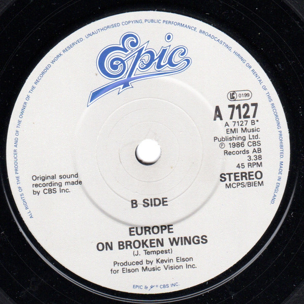 Europe - Final Countdown b/w Broken Wings - Used Vinyl Record 7" image 4