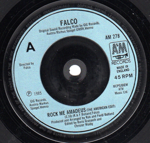 Falco - Rock Me Amadeus - Used Vinyl Record 7" image 3