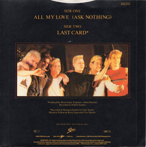 Spear Of Destiny - All My Love (Ask Nothing) - Used Vinyl Record 7" image 2