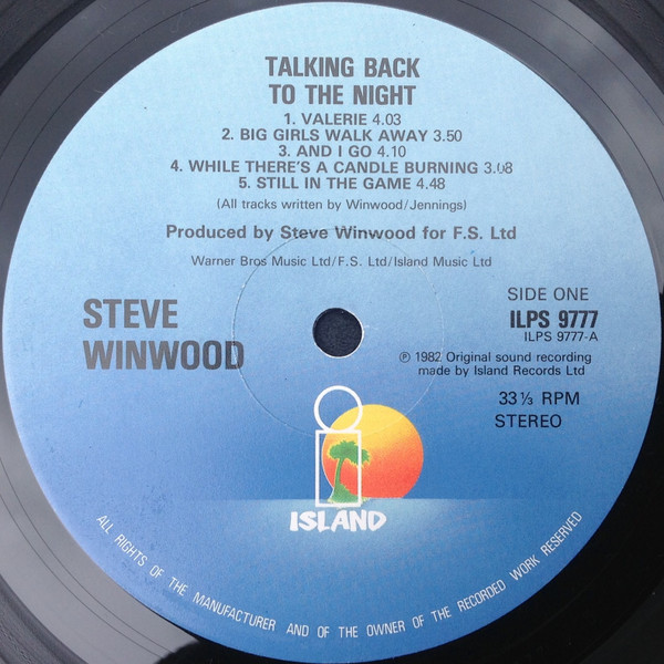 Steve Winwood - Talking Back To The Night - Used Vinyl Record image 5