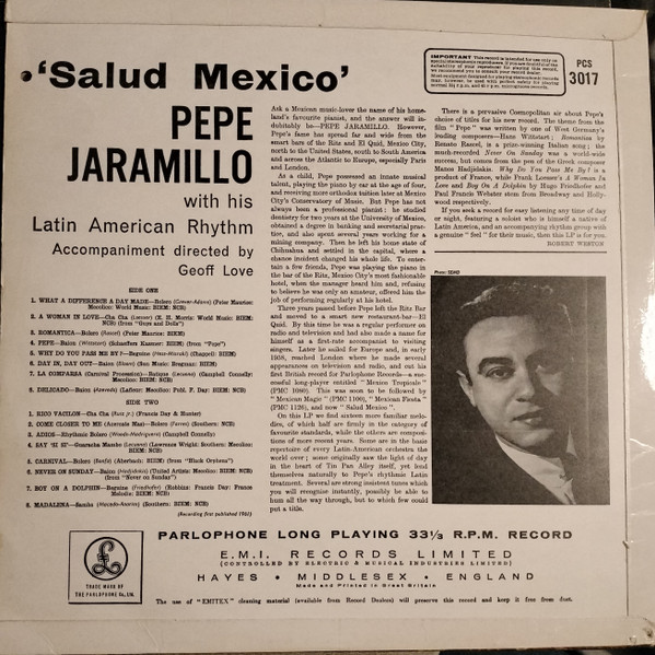 Pepe Jaramillo And H - Salud Mexico - Used Vinyl Record image 2