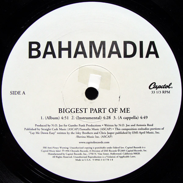 Bahamadia - Biggest Part Of Me / Paper Thin - Vinyl Record 12" image 2