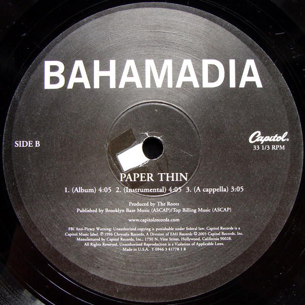 Bahamadia - Biggest Part Of Me / Paper Thin - Vinyl Record 12" image 3