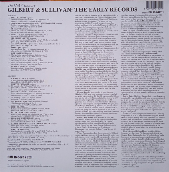 Gilbert & Sullivan - Early Records - Used Vinyl Record image 2