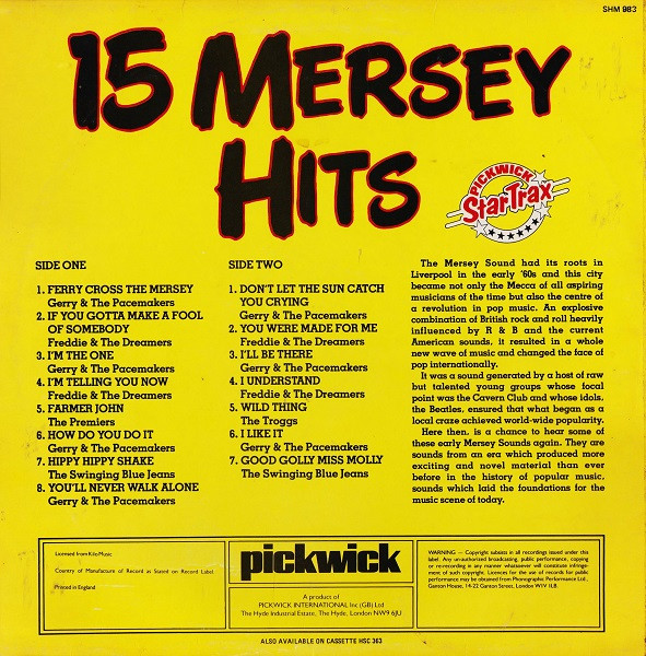 Various - 15 Mersey Hits - Used Vinyl Record image 2