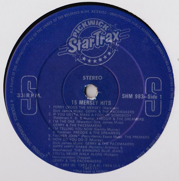 Various - 15 Mersey Hits - Used Vinyl Record image 3