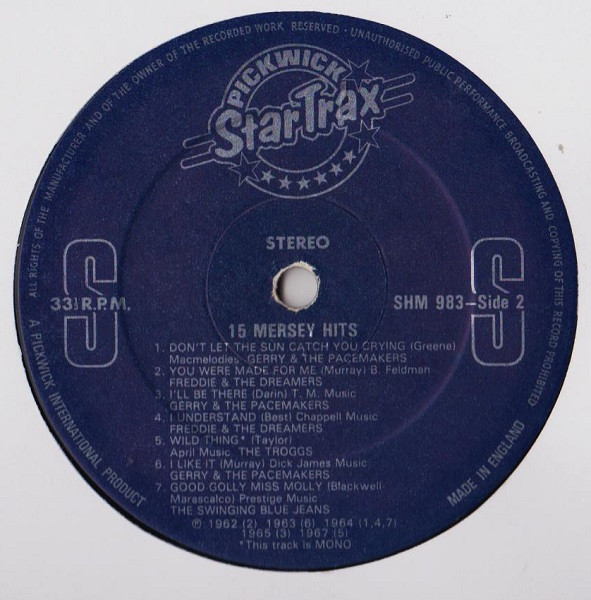Various - 15 Mersey Hits - Used Vinyl Record image 4