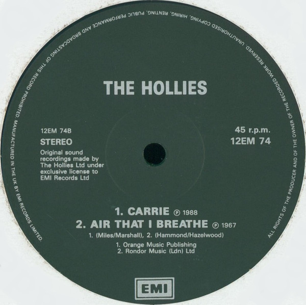 Hollies - He Ain't Heavy...He's My Brother / Carrie - Used Vinyl Record image 4