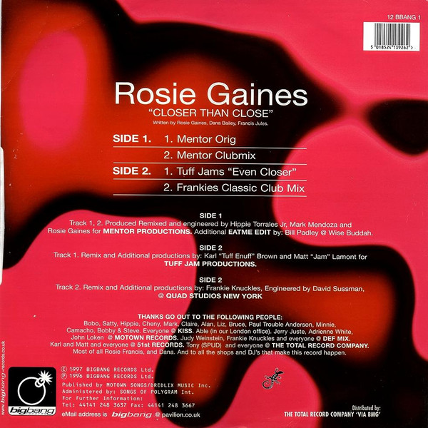 Rosie Gaines - Closer Than Close - Used Vinyl Record 12" image 2