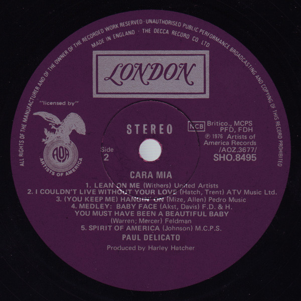 Paul Delicato - Cara Mia - Used Vinyl Record image 4