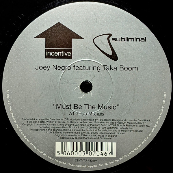 Joey Negro - Must Be The Music - Used Vinyl Record 12" image 3