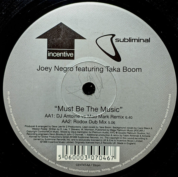 Joey Negro - Must Be The Music - Used Vinyl Record 12" image 4