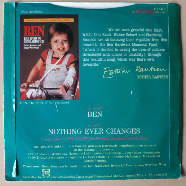 Marti Webb - Ben - Used Vinyl Record 7" image 2
