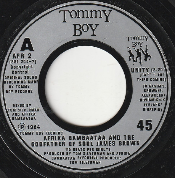 Afrika Bambaataa - Unity - Used Vinyl Record 7" image 2