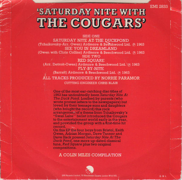 Cougars - Saturday Nite With - Used Vinyl Record 7" image 2
