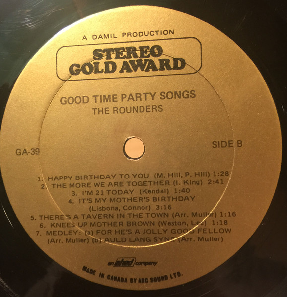 Rounders - Sing Good Time Party Songs - Used Vinyl Record image 3