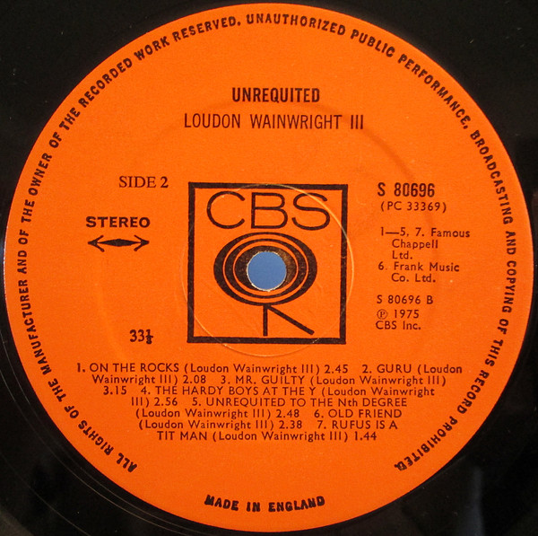 Loudon Wainwright II - Unrequited - Used Vinyl Record image 4