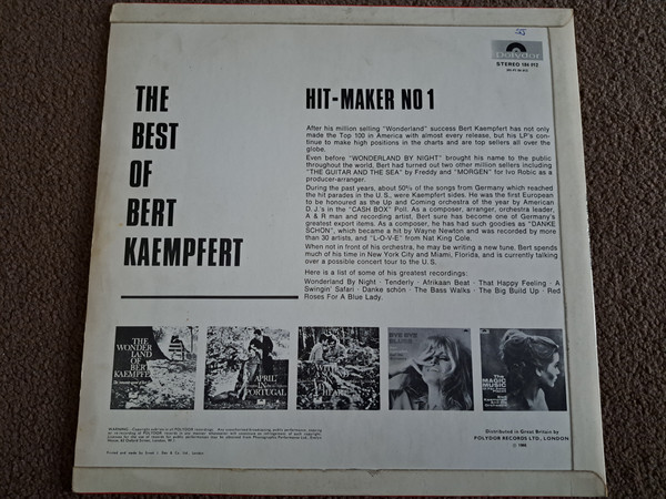 Bert Kaempfert - Best Of (Hit-Maker No 1) - Used Vinyl Record lp image 2