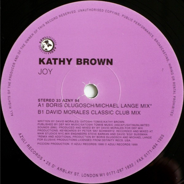 Kathy Brown - Joy (Boris Dlugosch / David Morales Mixes) - Vinyl Reco image 3