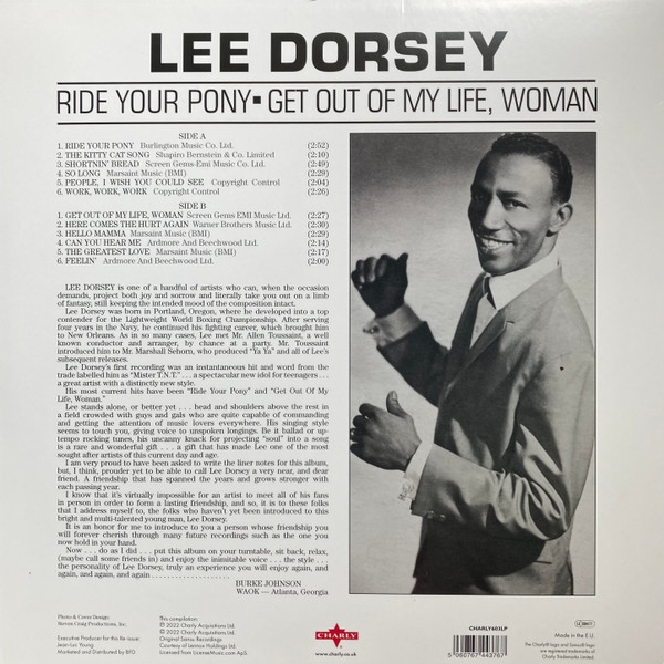 Lee Dorsey - Ride Your Pony - Get Out Of My Life, Woman - Vinyl Reco image 2