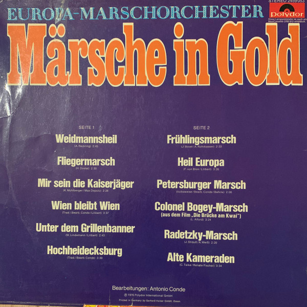 Europa-Marschorchest - Märsche In Gold - Used Vinyl Record lp image 2